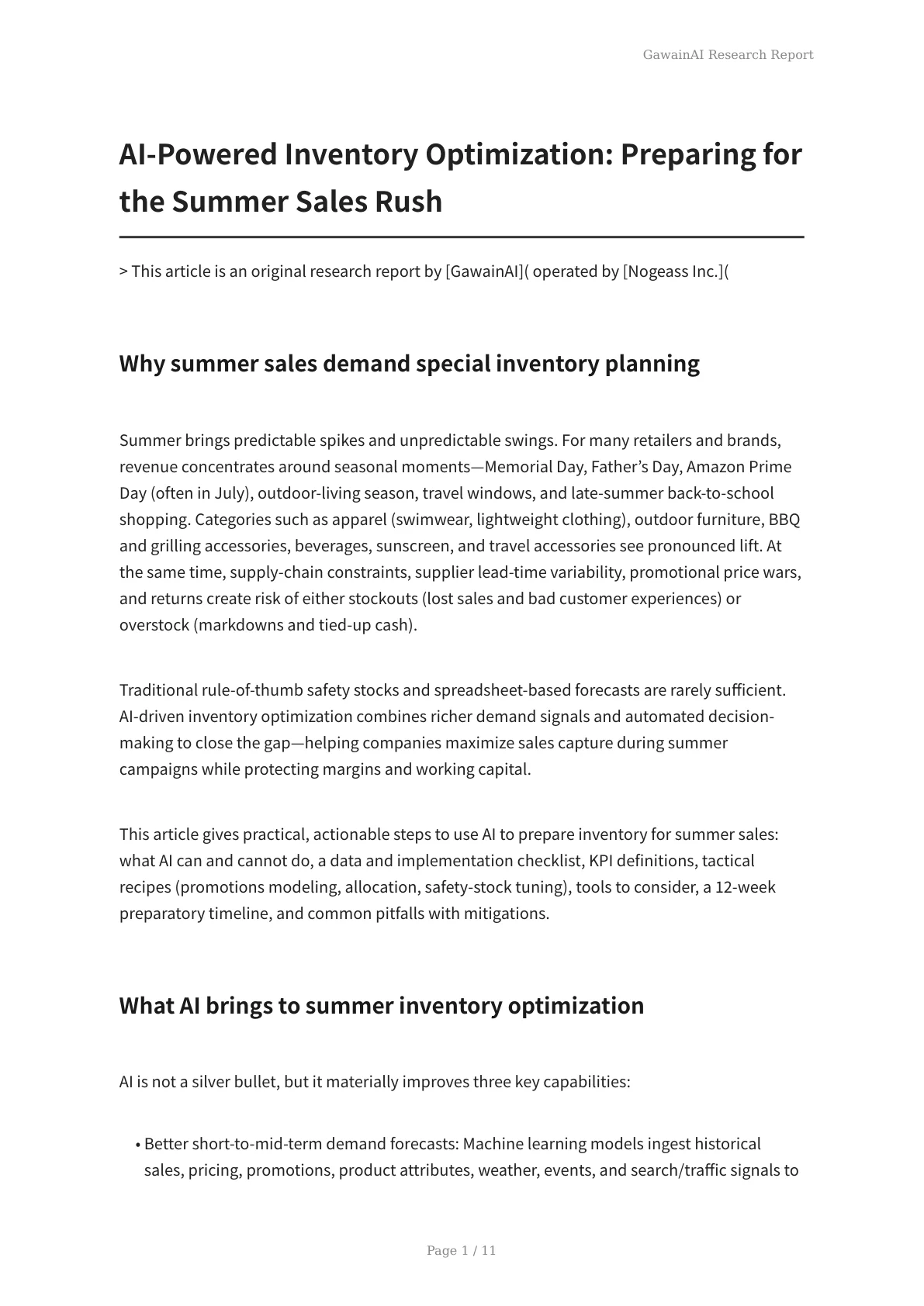 AI-Powered Inventory Optimization: Preparing for the Summer Sales Rush - Page 1