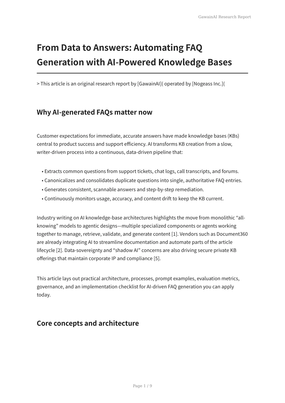 From Data to Answers: Automating FAQ Generation with AI-Powered Knowledge Bases - Page 1