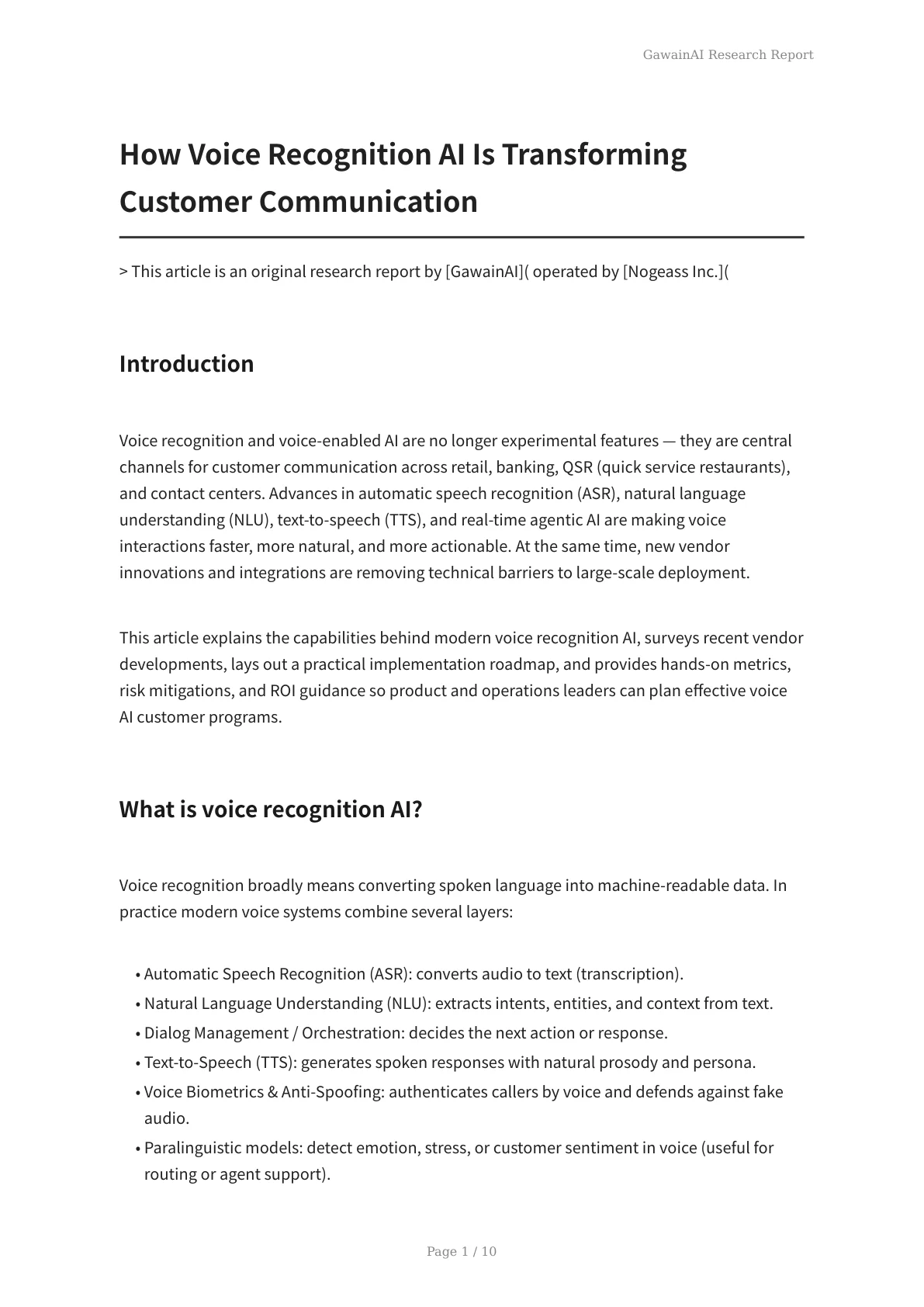 How Voice Recognition AI Is Transforming Customer Communication - Page 1