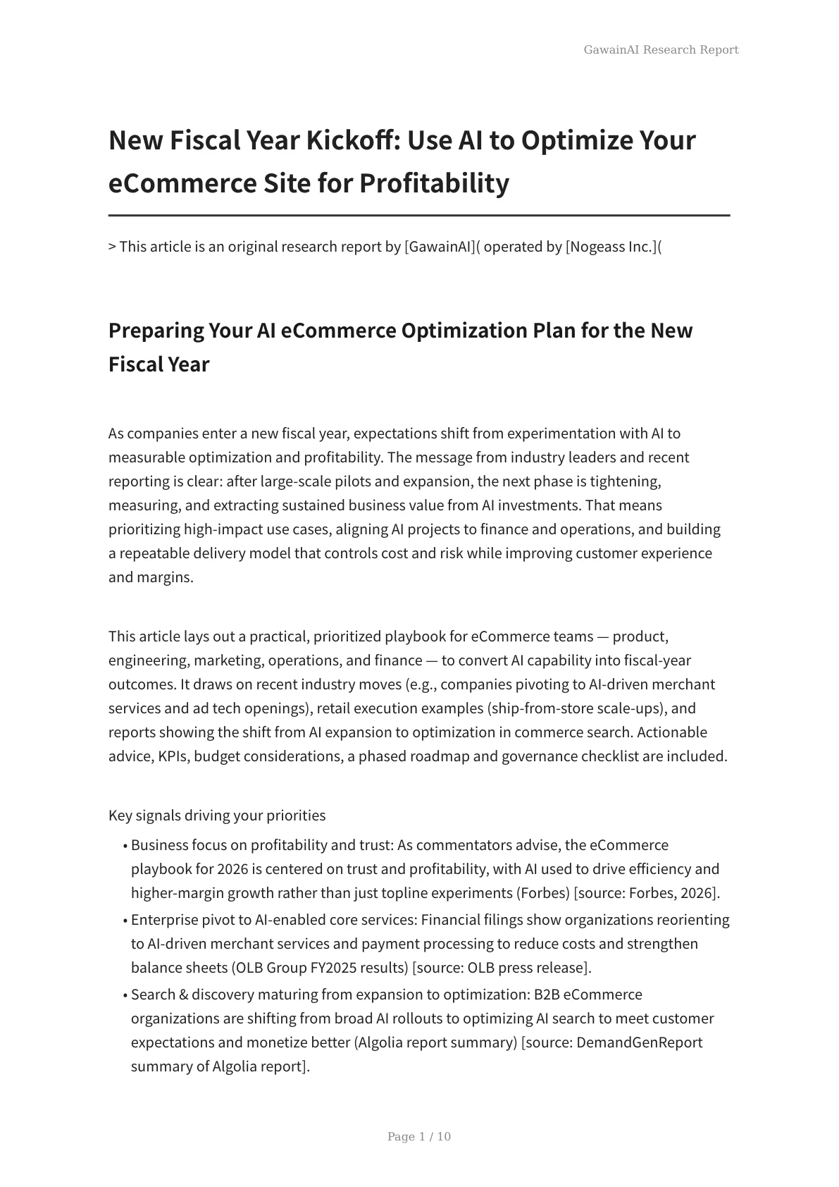 New Fiscal Year Kickoff: Use AI to Optimize Your eCommerce Site for Profitability - Page 1