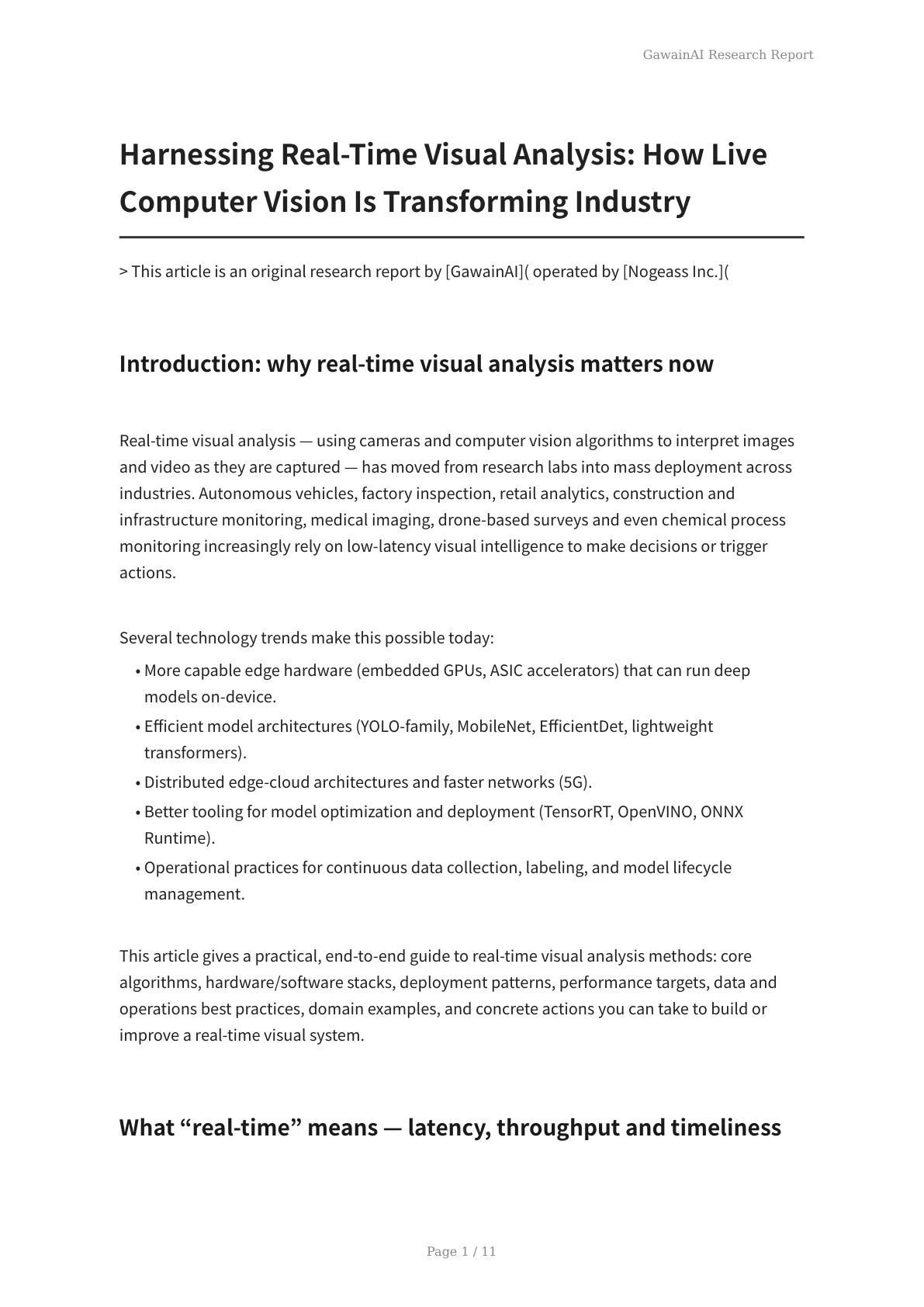 Harnessing Real-Time Visual Analysis: How Live Computer Vision Is Transforming Industry - Page 1