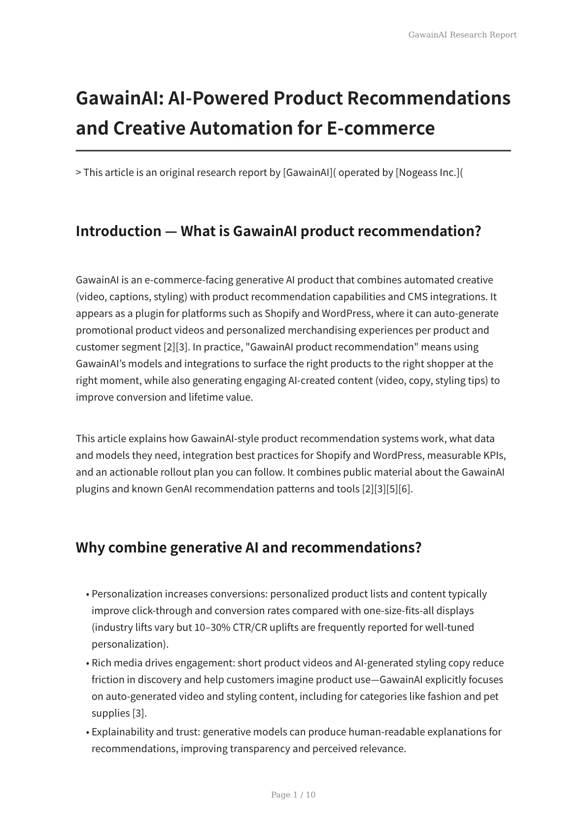 GawainAI: AI-Powered Product Recommendations and Creative Automation for E-commerce - Page 1