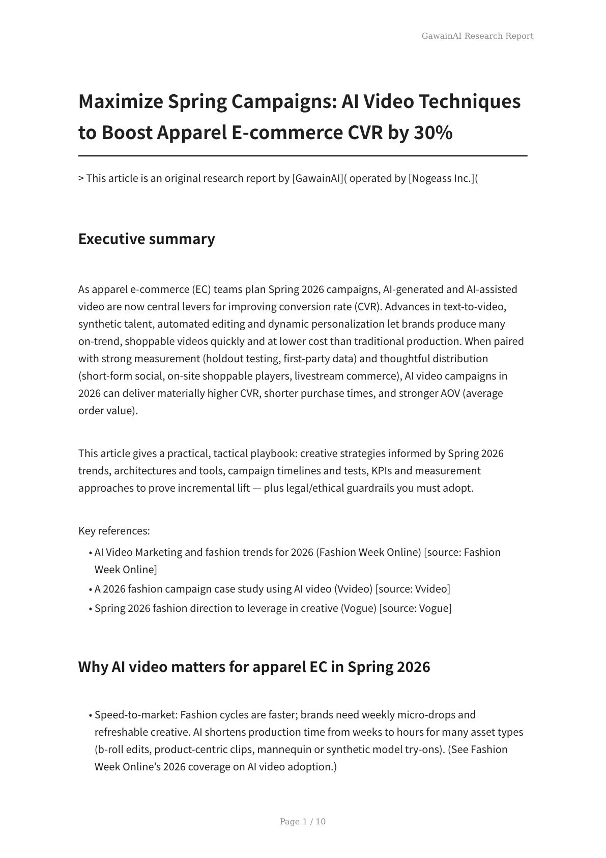 Maximize Spring Campaigns: AI Video Techniques to Boost Apparel E‑commerce CVR by 30% - Page 1