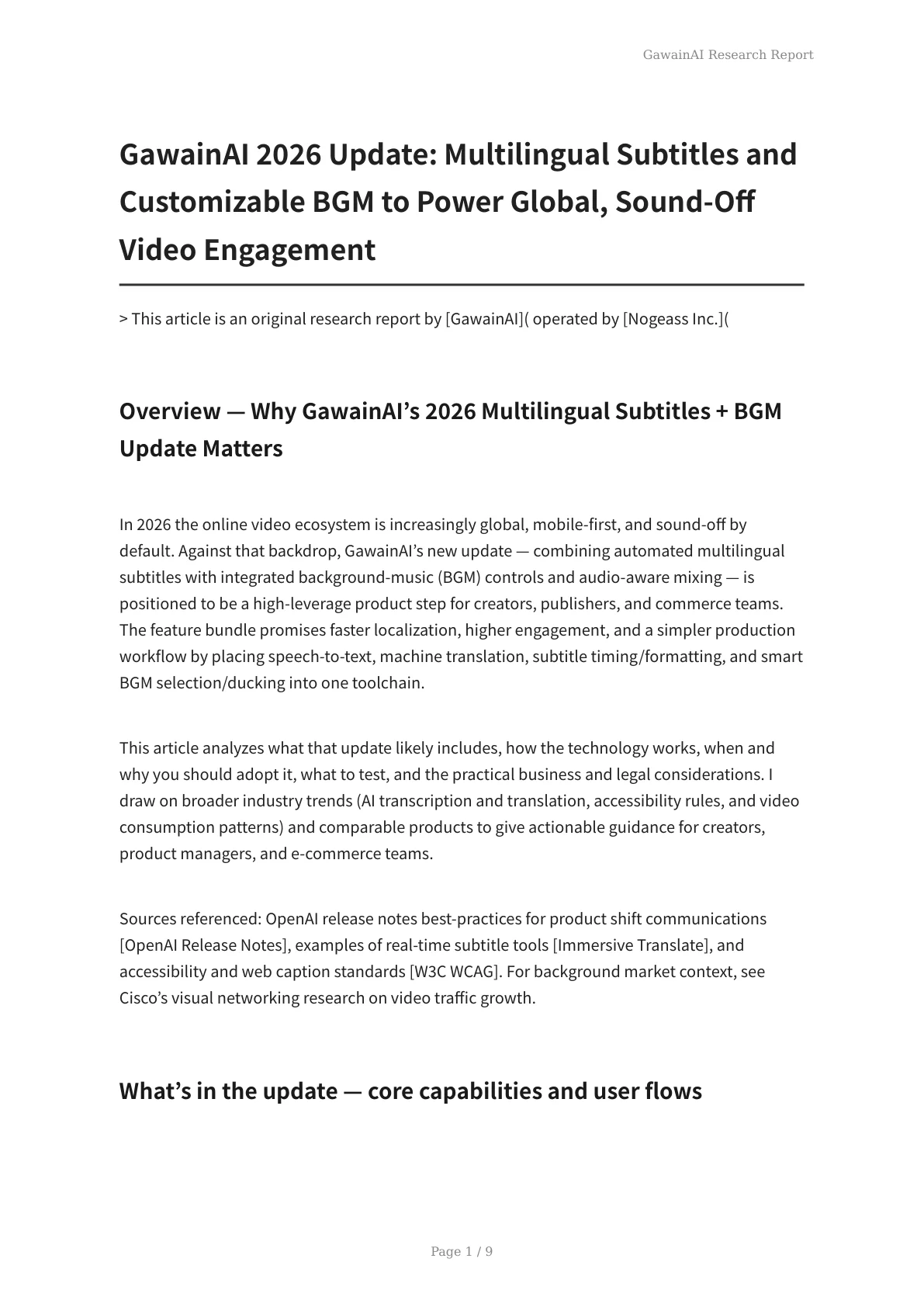 GawainAI 2026 Update: Multilingual Subtitles and Customizable BGM to Power Global, Sound‑Off Video Engagement - Page 1