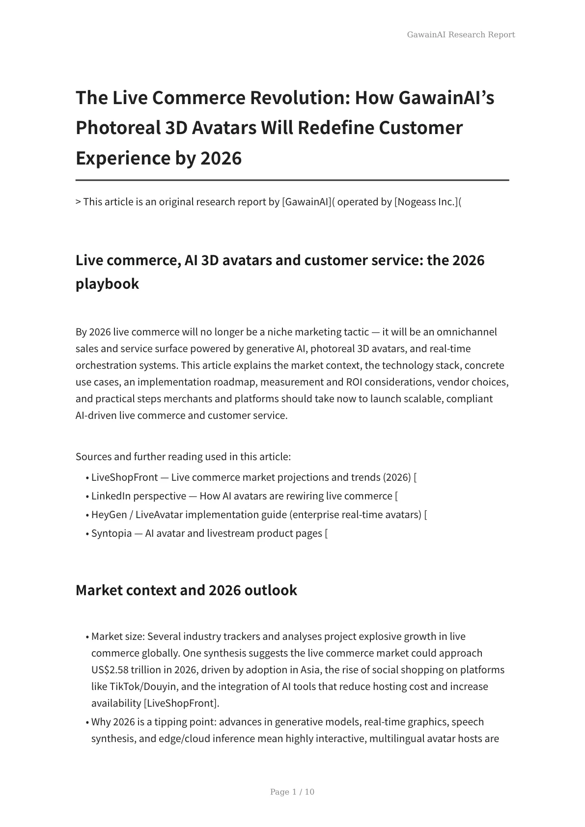 The Live Commerce Revolution: How GawainAI’s Photoreal 3D Avatars Will Redefine Customer Experience by 2026 - Page 1